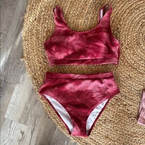 Red Textured Bikini Set, Sz 2XL